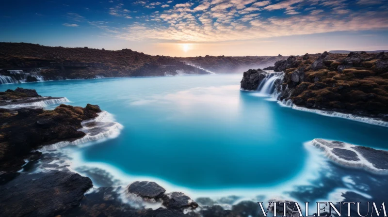 Blue Waters of Iceland Lagoon: A Captivating Photo-realistic Landscape AI Image