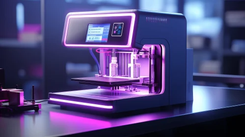 Cutting-Edge 3D Printer in Modern Laboratory Producing Purple Object