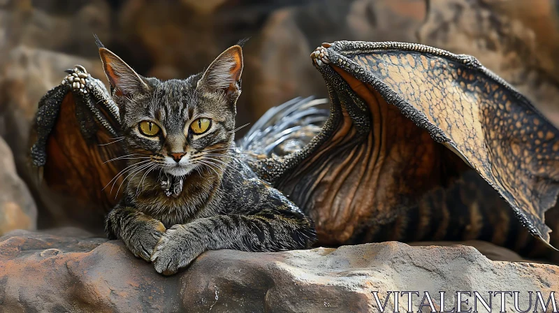 AI ART Mythical Feline with Dragon Wings