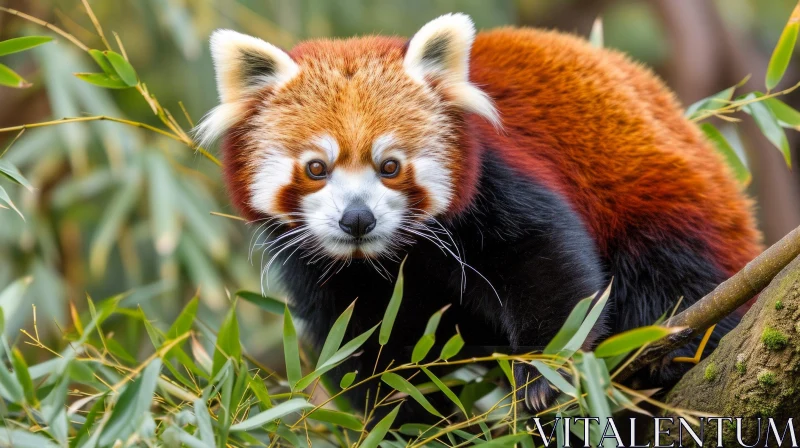 Enchanting Red Panda on Tree Branch - Captivating Nature Photography AI Image