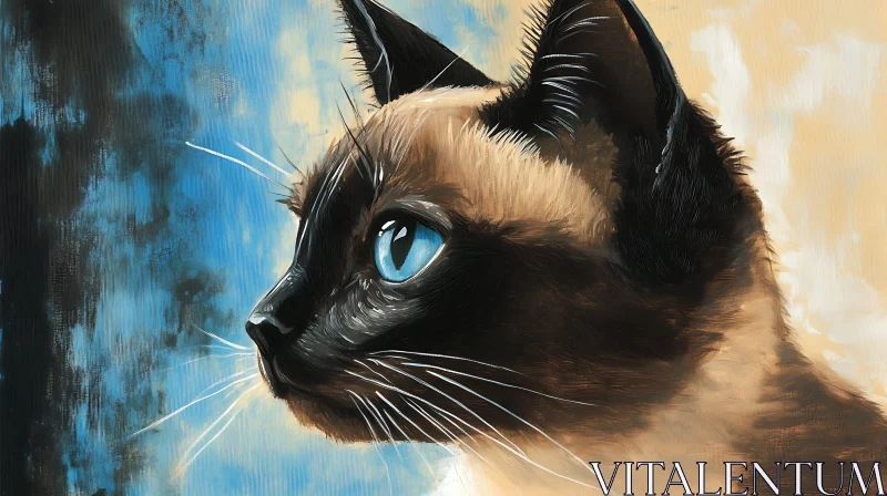 Detailed Siamese Cat Portrait AI Image