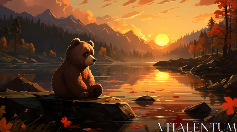 Mesmerizing Concept Art: Teddy Bear at Sunset AI Image