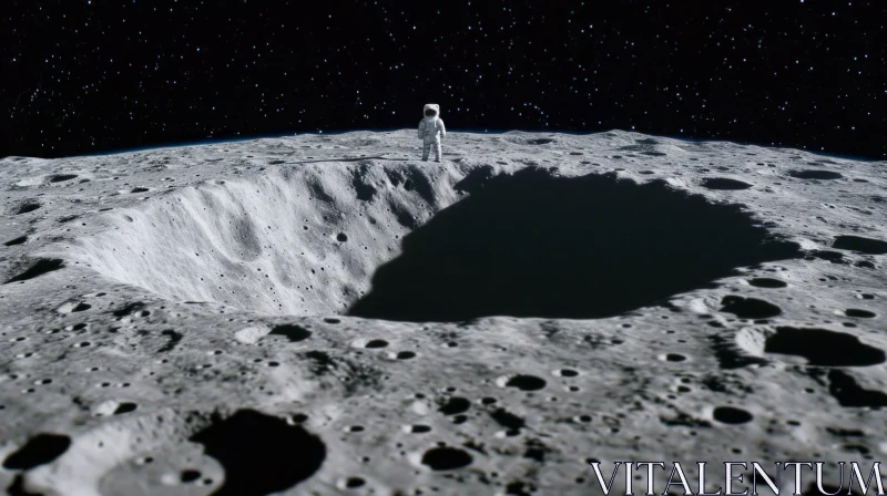Moon Astronaut: Highly Detailed Perspective Rendering on Lunar Surface AI Image