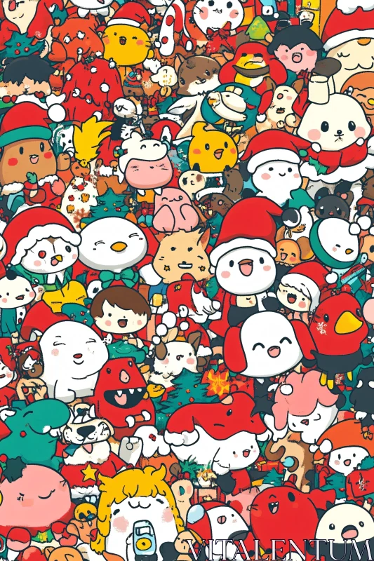 Cute Holiday Cartoon Animals and Characters AI Image