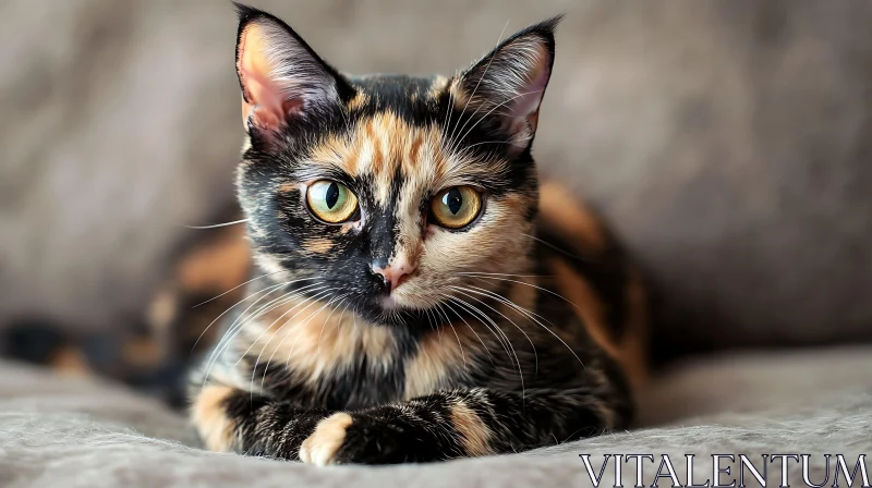 Calico Cat with Striking Fur and Bright Eyes AI Image