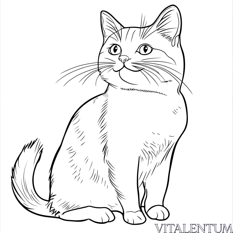 AI ART Cat Line Art Sketch