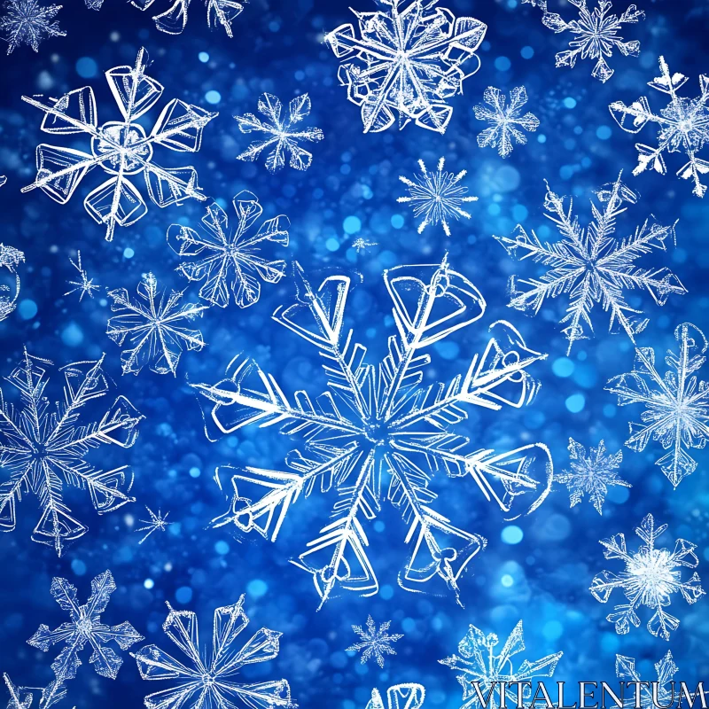 Detailed Crystalline Snowflakes Illustration AI Image