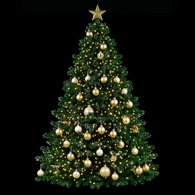 Elegant Holiday Tree with Gold Decorations