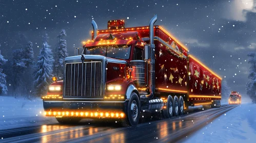 Christmas Truck Journey in Winter Wonderland