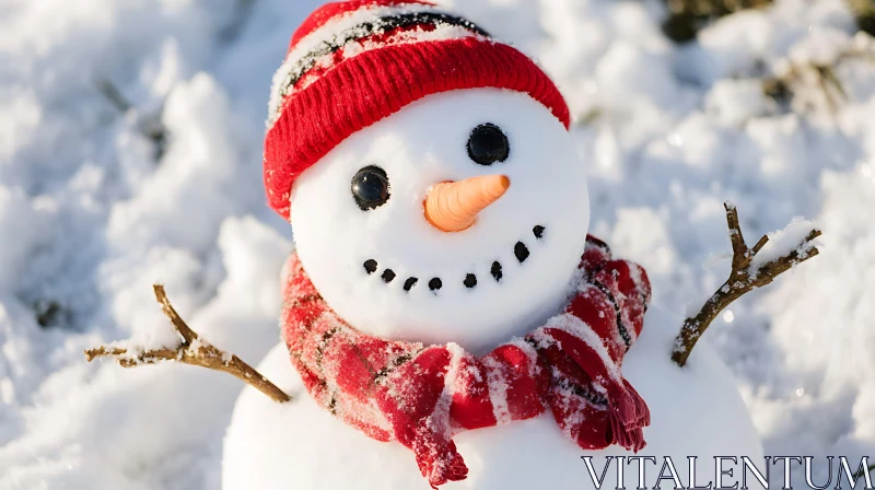 AI ART Smiling Snowman in Winter Wonderland