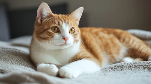 Comfortable Ginger Cat on Cozy Blanket