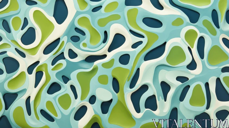 Blue Green Abstract 3D Surface Rendering AI Image