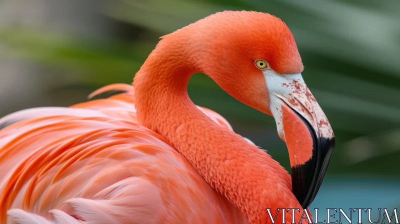 AI ART Close-Up of a Pink Flamingo in Nature