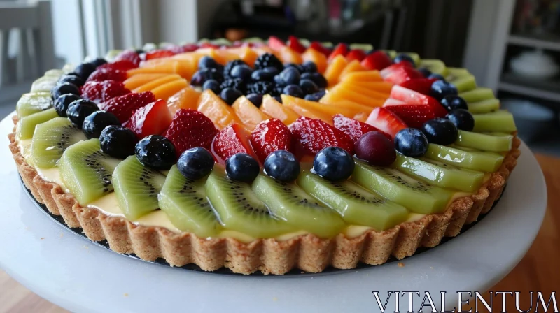 Delicious Fruit Tart with Fresh Fruits - Close-Up Photography AI Image
