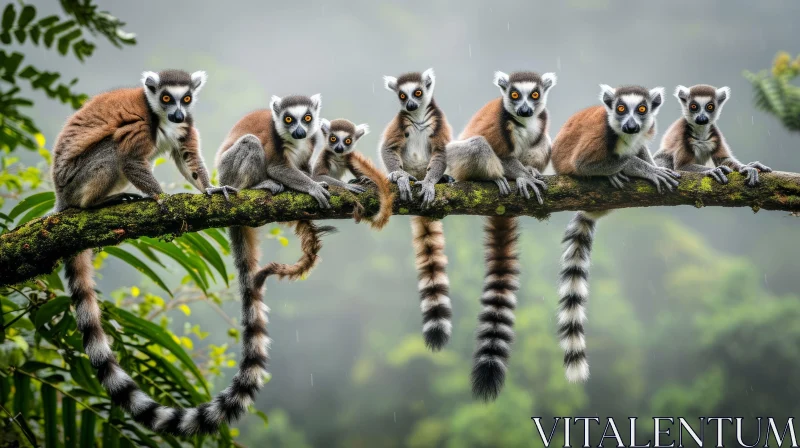 Lemurs on a Tree Branch: Captivating Wildlife Scene AI Image