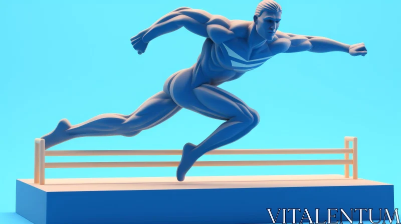 Male Runner Jumping Over Hurdle - Sport Image AI Image