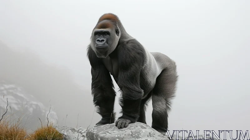 Powerful Male Gorilla in Jungle | Intense Expression AI Image