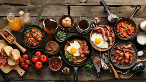 Sumptuous Breakfast Delights on a Rustic Wooden Table
