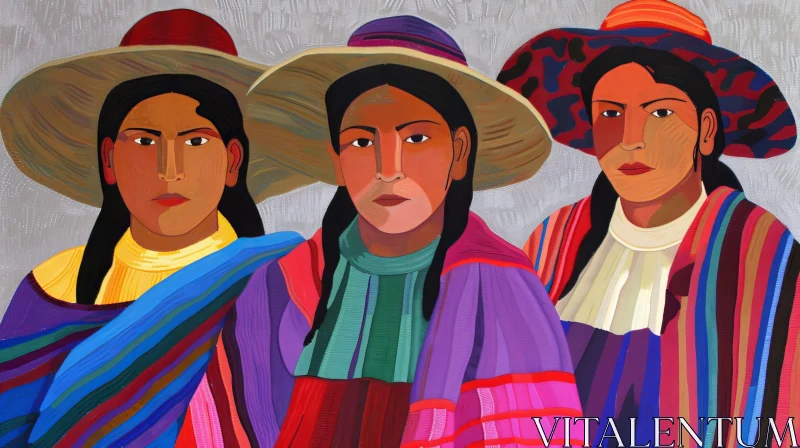 Traditional Bolivian Women Painting AI Image