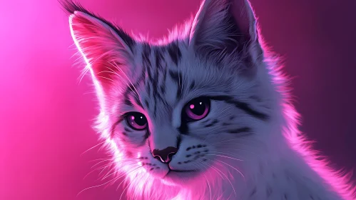 Vivid Cat Portrait with Neon Lighting