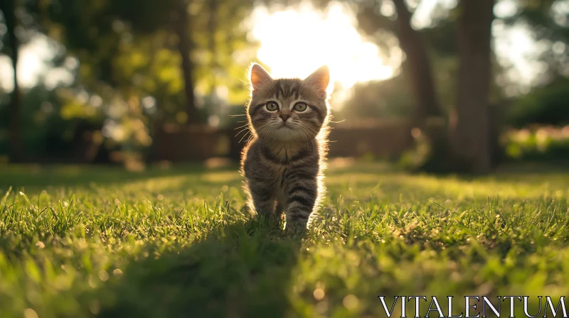 Cute Kitten in Nature AI Image