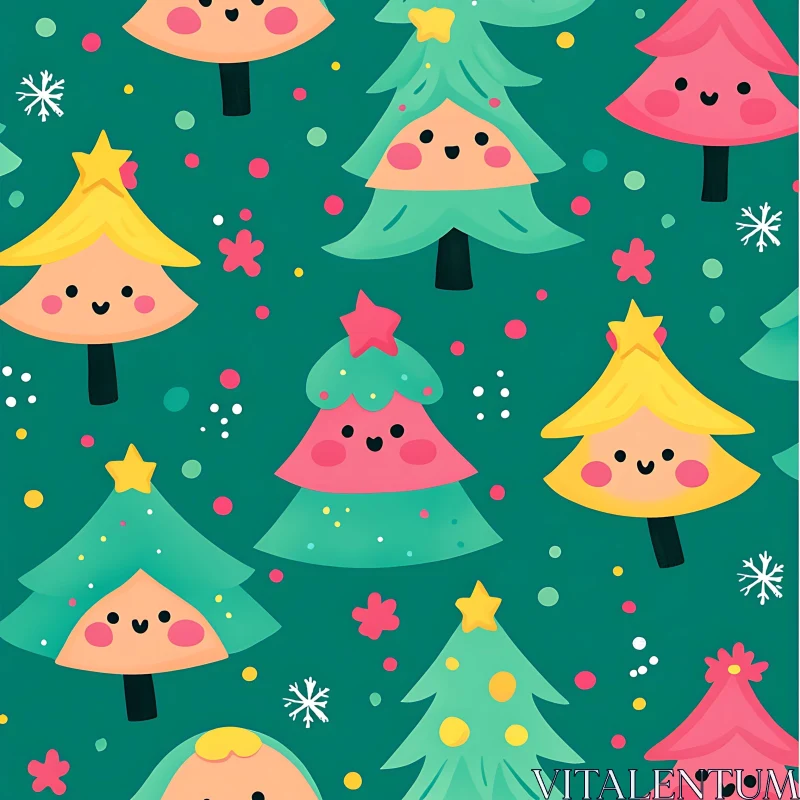 AI ART Whimsical Holiday Tree Pattern