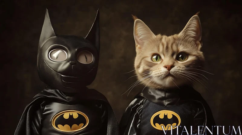 Cute Cats as Superheroes in Comic-Inspired Costumes AI Image