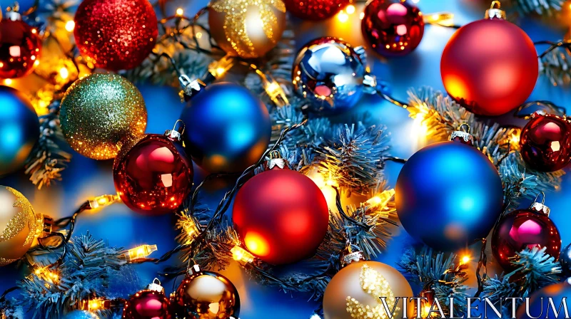 AI ART Colorful Holiday Ornaments and Lights