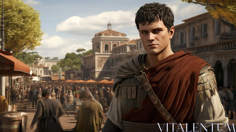 Ancient Roman Man in Toga at Marketplace AI Image