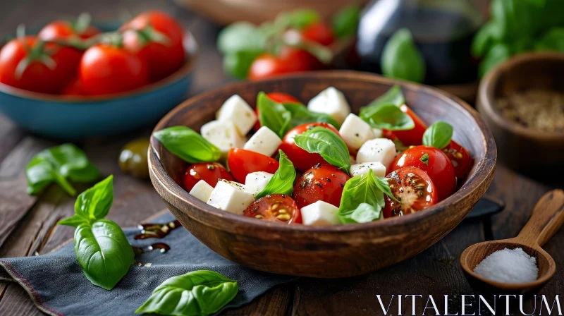 Delicious Caprese Salad | Fresh Mozzarella, Tomatoes, Basil AI Image