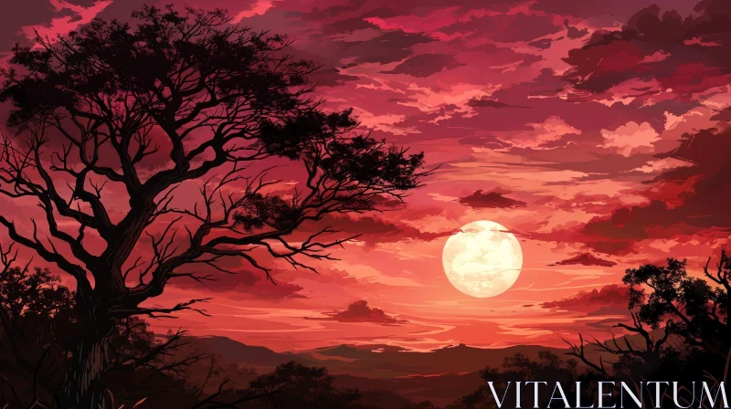 Serene Landscape Painting at Sunset | Nature Artwork AI Image