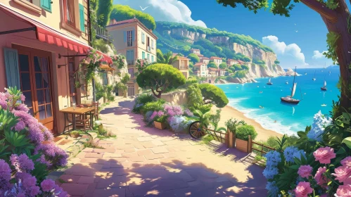Serene Summer Landscape: Small Town on the Coast