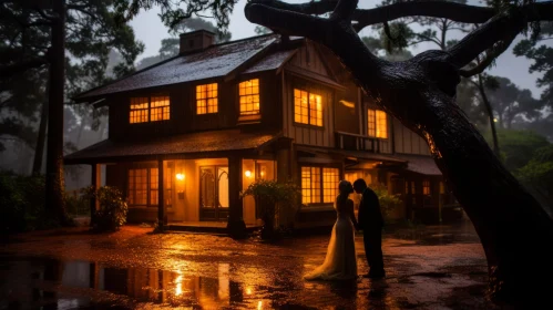 Wedding Couple in Japanese Inspired Night Scene