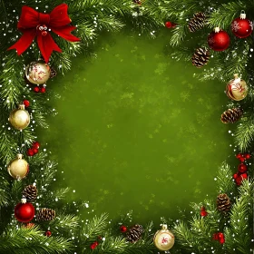 Holiday Pine Branch Frame with Ornaments