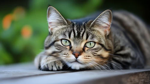 Tabby Cat Resting Close-Up