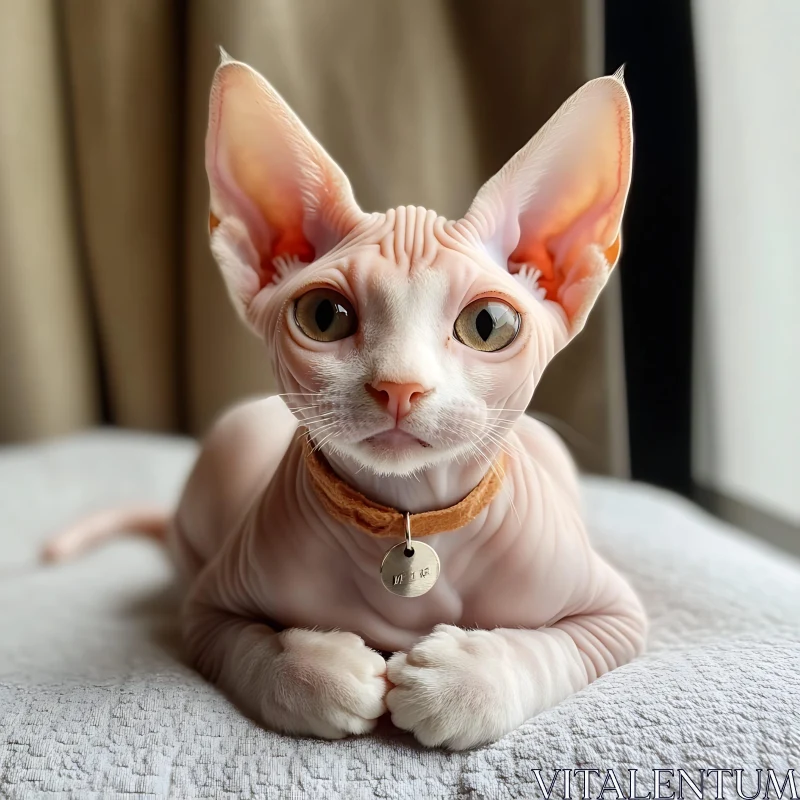 Hairless Sphynx Cat Resting Calmly