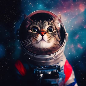 Space Cat with Astronaut Helmet