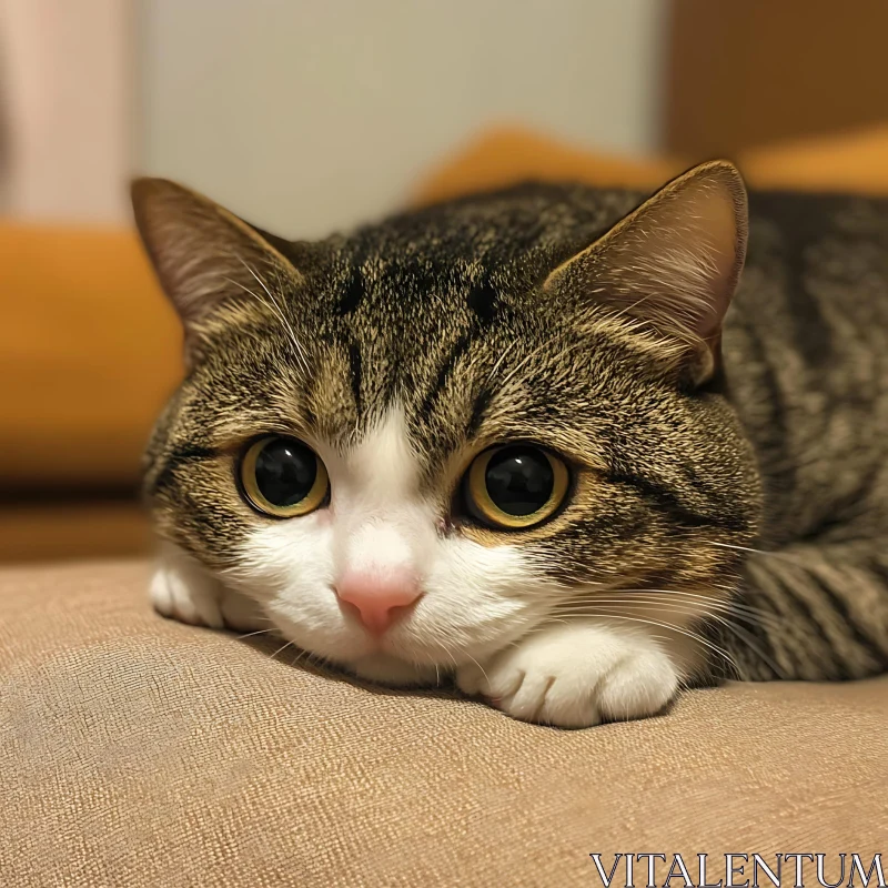 Close-Up of Cute Tabby Cat Resting