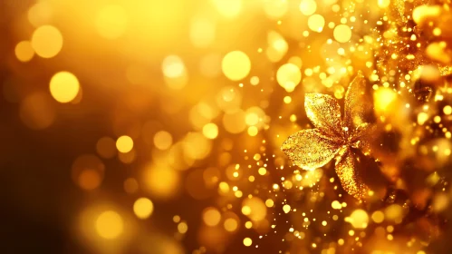 Shimmering Golden Flower with Bokeh Effects