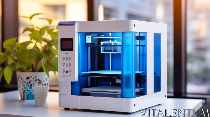 AI ART 3D Printer Printing Object on White Table