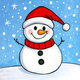 Festive Snowman in a Snowy Scene