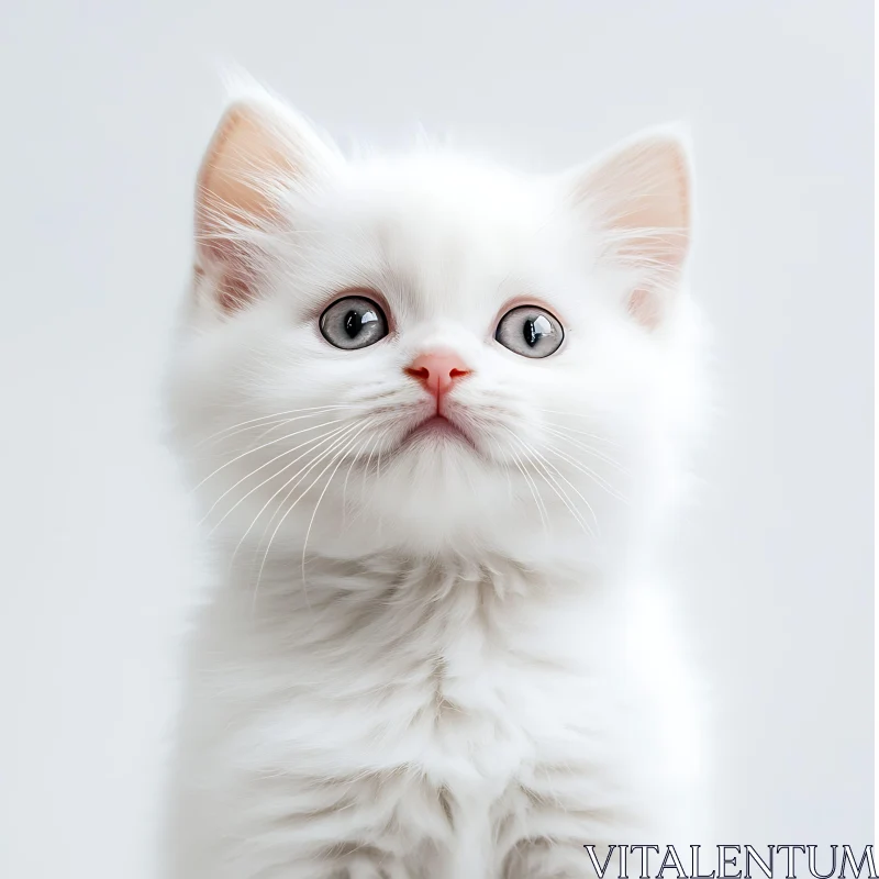 Innocent White Kitten with Striking Blue Eyes