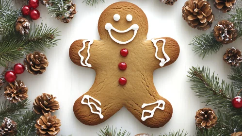 Christmas Gingerbread Man Decorated with Holiday Elements