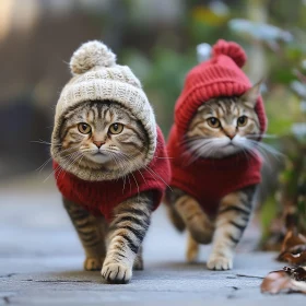 Cute Cats in Winter Fashion