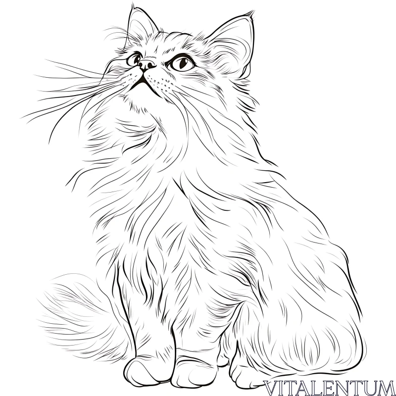 Intricate Cat Line Art Illustration AI Image