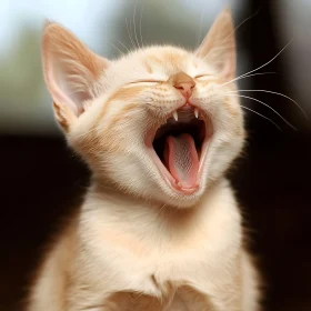 Cute Yawning Kitten Close-Up