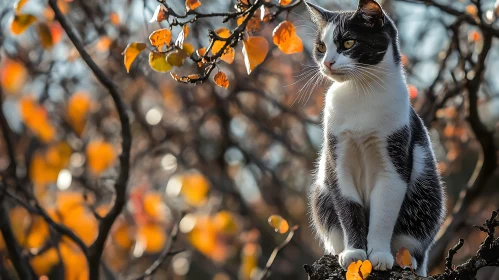 Cat in Autumn Scene