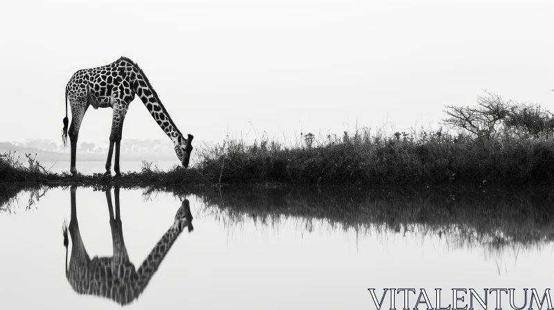 Captivating Image: Serene Giraffe Standing in Water AI Image