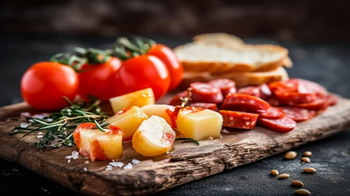 Delicious Food Still Life on a Wooden Board