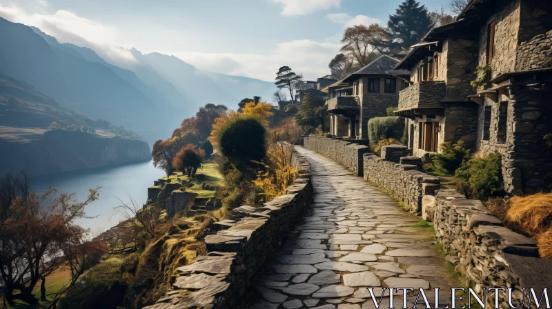 Stone Cottages with Beautiful Lake View | Captivating Atmosphere AI Image
